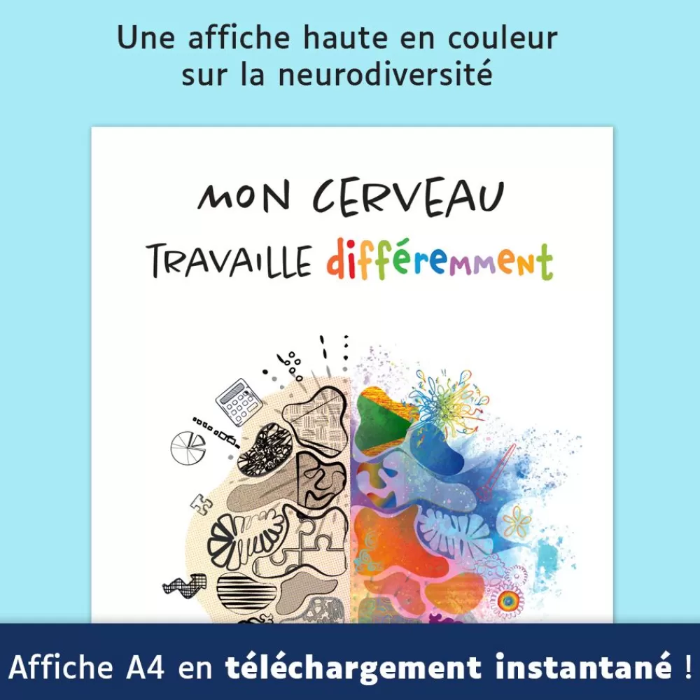 Affiche "Mon cerveau travaille différemment"-HOPTOYS Hot