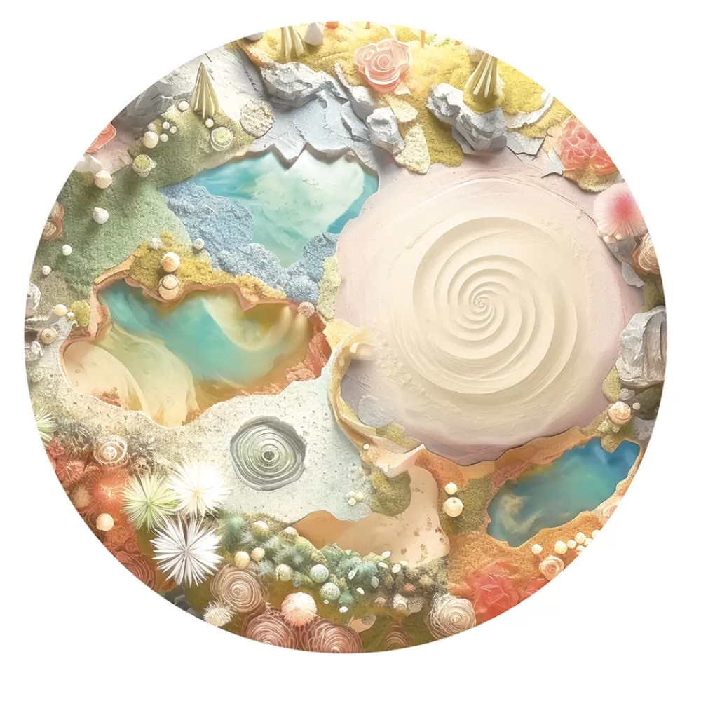 Décor terre inconnue pour bac d'exploration rond-HOPTOYS New