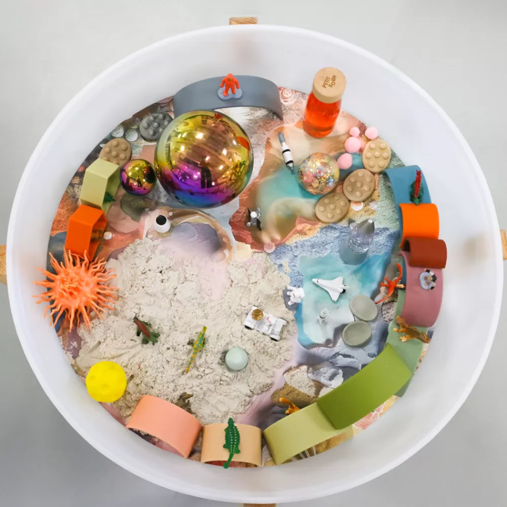 Décor terre inconnue pour bac d'exploration rond-HOPTOYS New