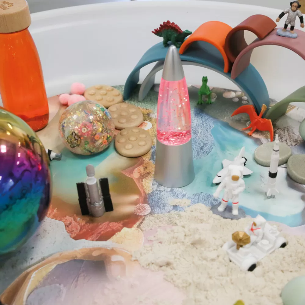 Décor terre inconnue pour bac d'exploration rond-HOPTOYS New