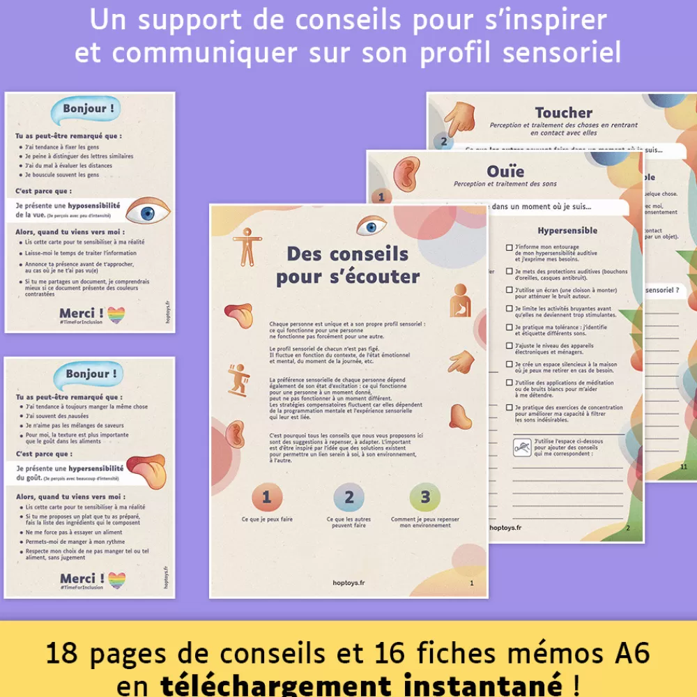 Des conseils pour s'écouter, fiches pour le profil sensoriel-HOPTOYS Shop
