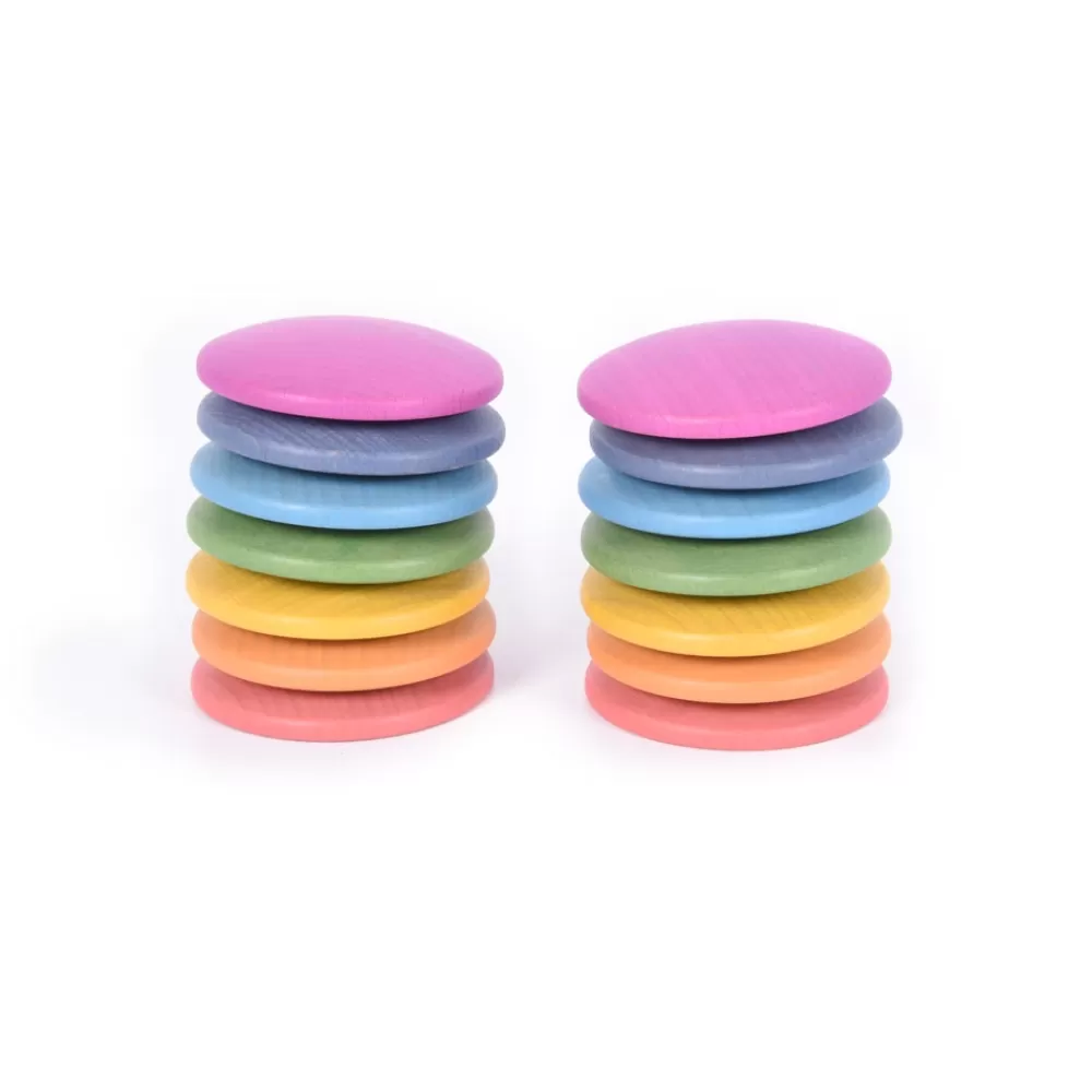 Disques en bois arc-en-ciel-HOPTOYS New