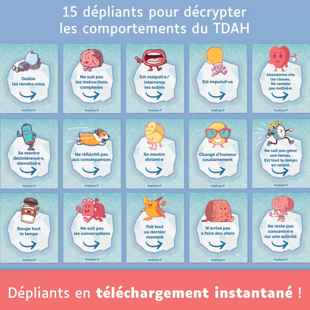 Dépliants TDAH - Décrypter les comportements du TDAH-HOPTOYS Shop