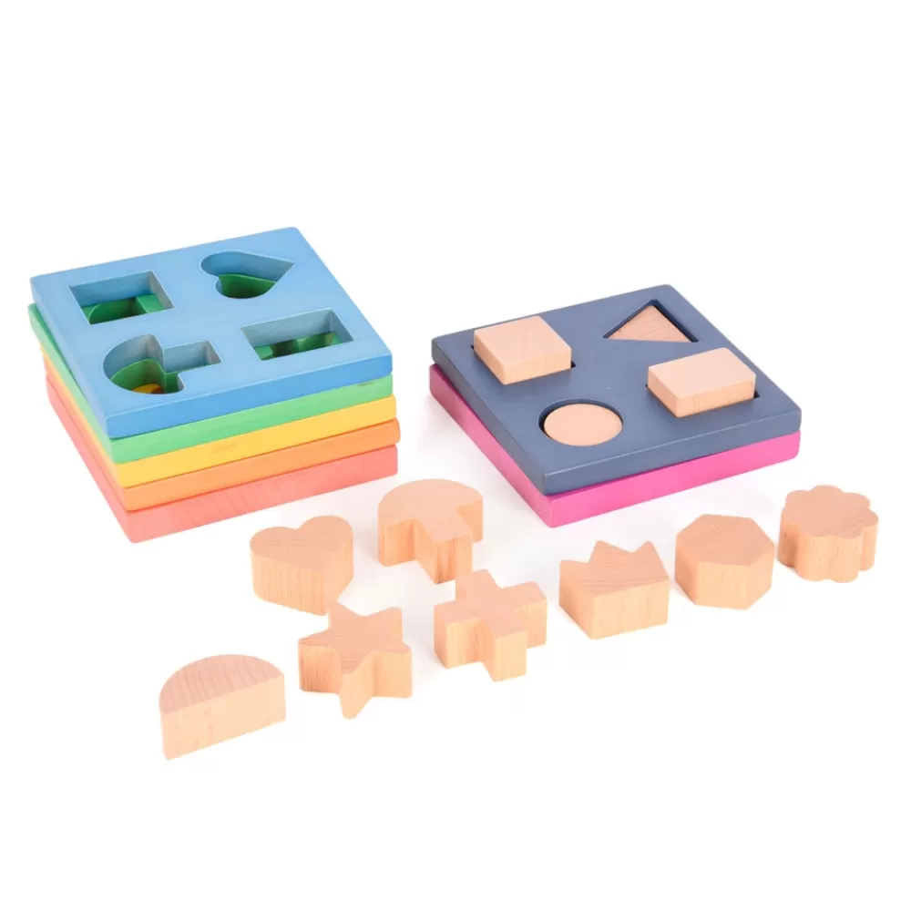 Empileur de formes en bois arc-en-ciel-HOPTOYS Discount