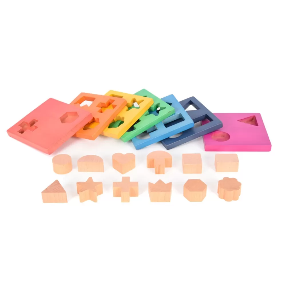 Empileur de formes en bois arc-en-ciel-HOPTOYS Discount