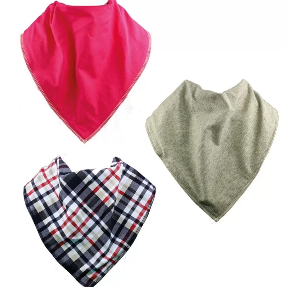Foulards bavoirs bibbles -tartan/framboise/gris --HOPTOYS Best Sale