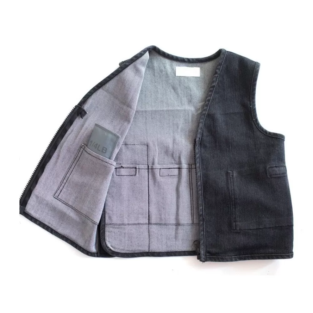Gilet stretch en jean noir lesté --HOPTOYS Fashion