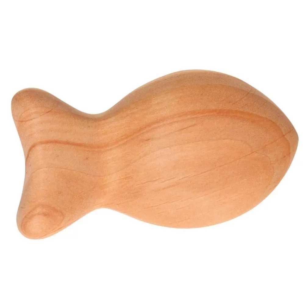 Hochet poisson plein en bois --HOPTOYS Online