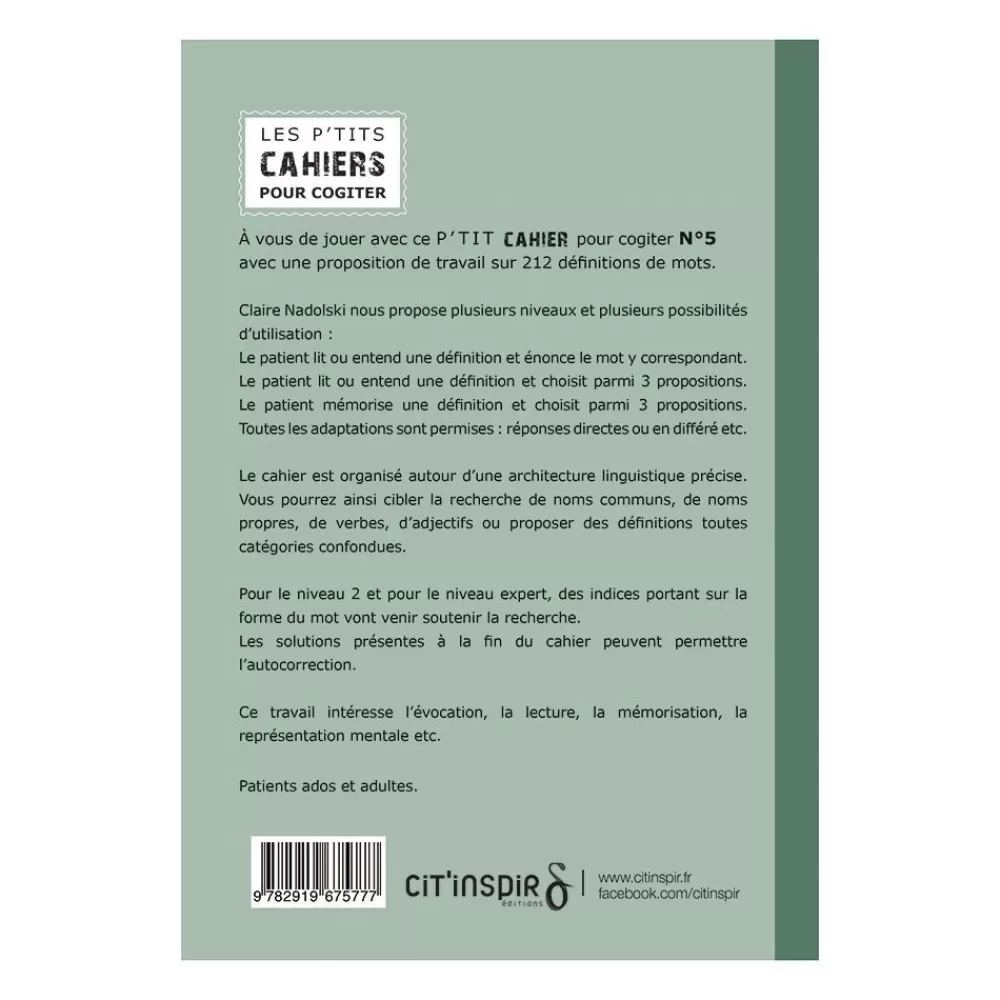 Les p’tits cahiers pour cogiter – n°5 définitions en rafale --HOPTOYS Flash Sale