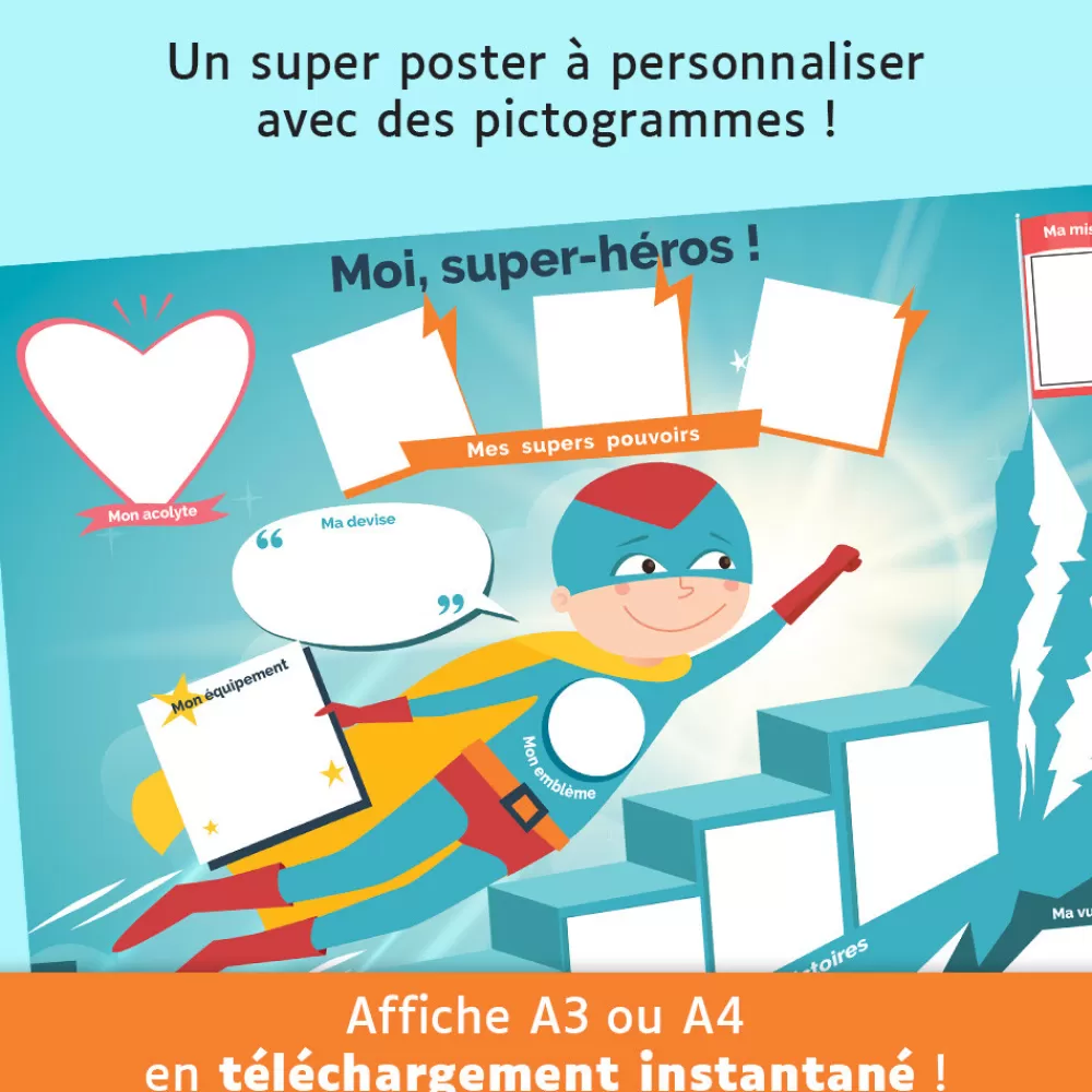 Poster à personnaliser "Moi, super-héros !"-HOPTOYS New