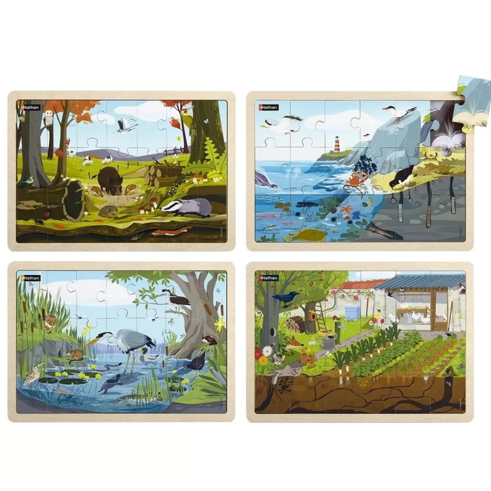 Puzzles le monde du vivant par 4 --HOPTOYS Store