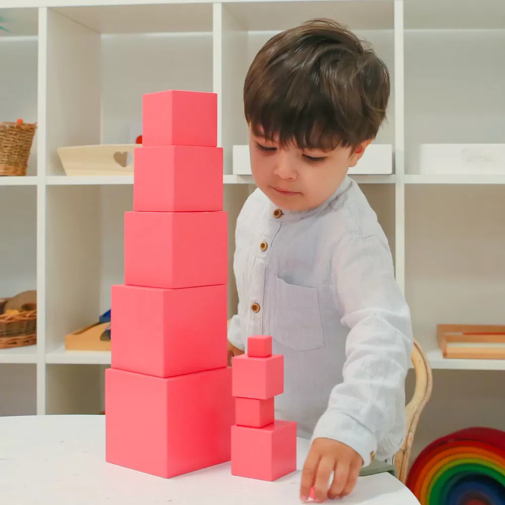 Tour d'empilage rose Montessori-HOPTOYS Cheap