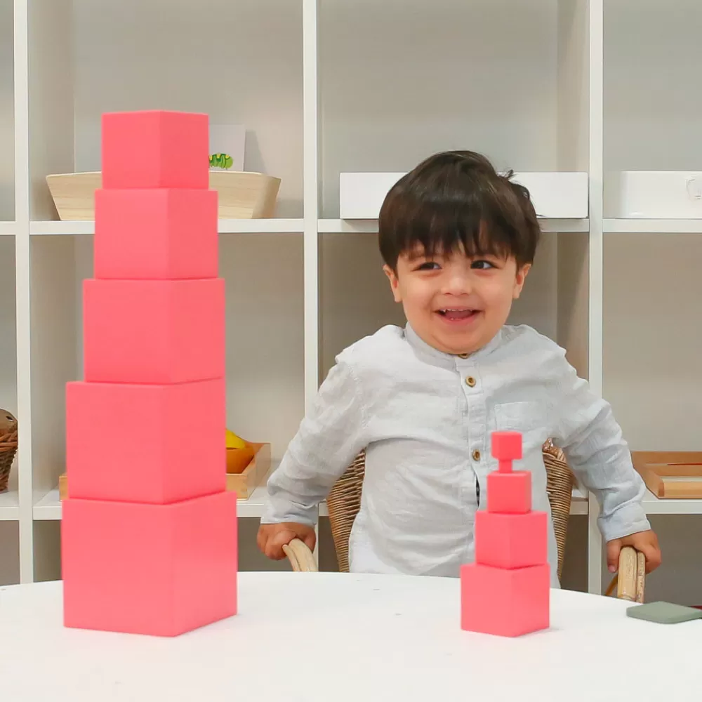 Tour d'empilage rose Montessori-HOPTOYS Cheap
