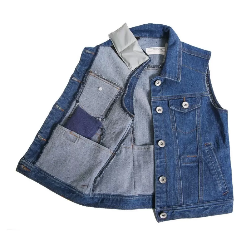 Veste en jean sans manche lestée --HOPTOYS Discount